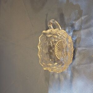 Beautiful Vintage Clear glass American Square Candy Dish with handle